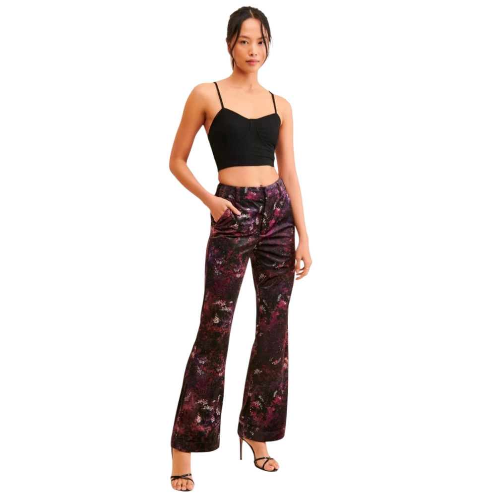Scotch & Soda Velvet High-rise Flared Trousers | Size 31/32 | Anthropologie Edit